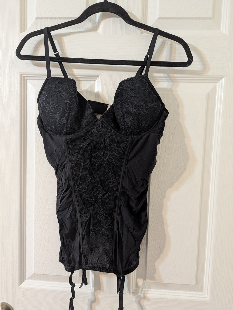 Three Corsets: Animal Print, Black Satin, and Black Lace - photo 3