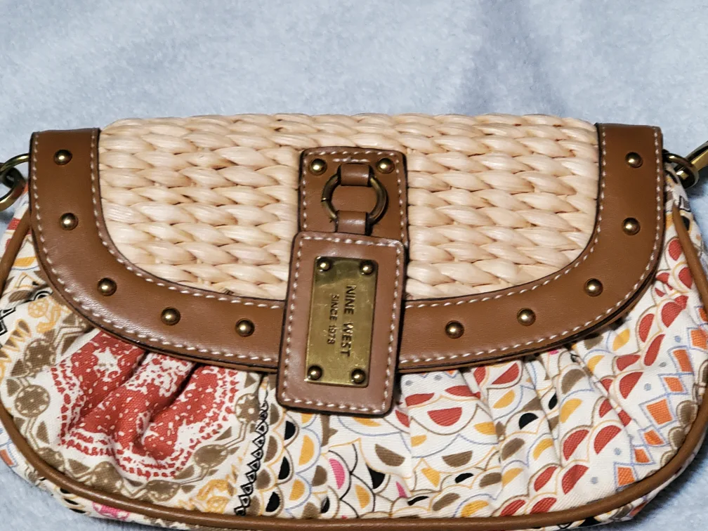 Nine West Straw and Fabric Crossbody Bag image indicator(3)