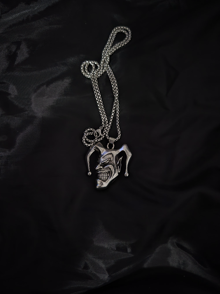 Silver Joker Pendant Necklace