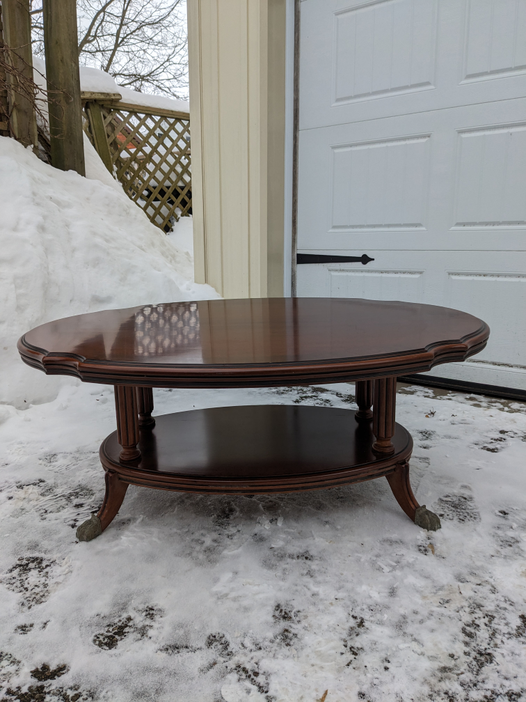 Oval Coffee Table With Lower Shelf