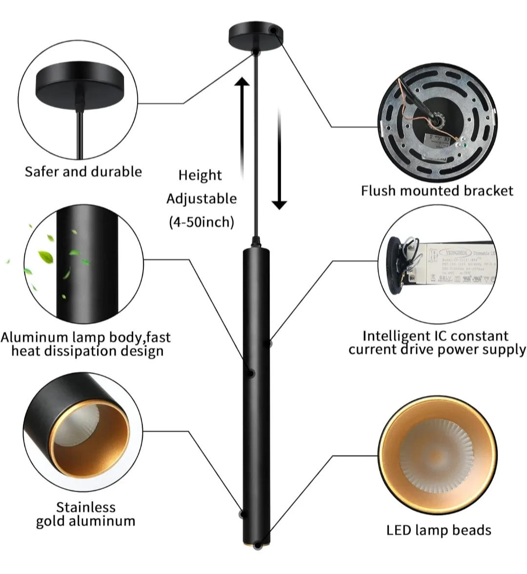 Modern, Quality Cylinder LED PENDANT LIGHT FIXTURE image indicator(4)