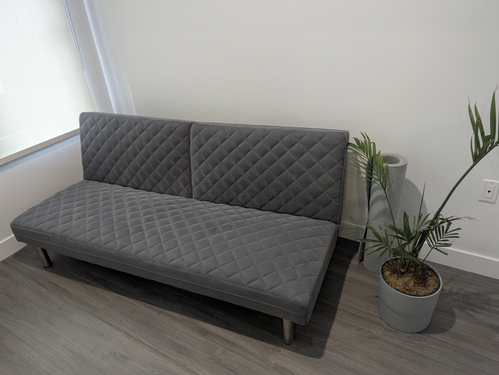 Grey Quilted Futon Sofa Bed