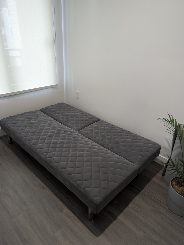 Grey Quilted Futon Sofa Bed - photo 2