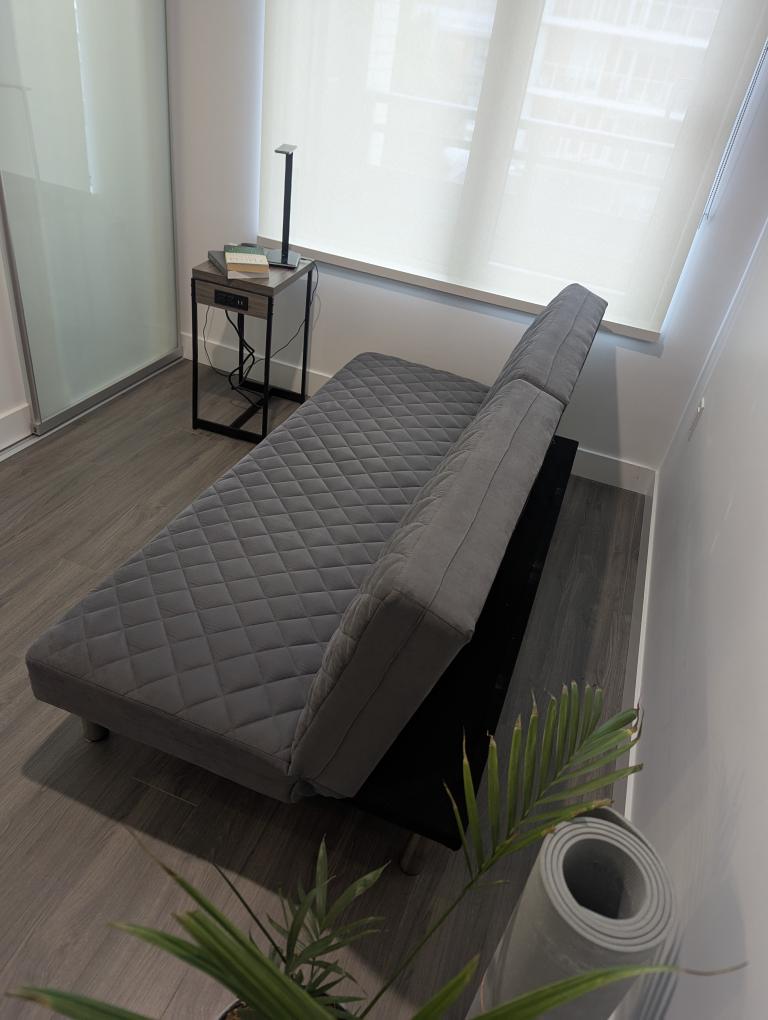 Grey Quilted Futon Sofa Bed - photo 4
