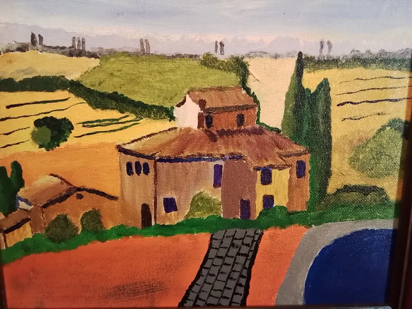 Framed Tuscan Landscape Painting Signed image indicator(2)