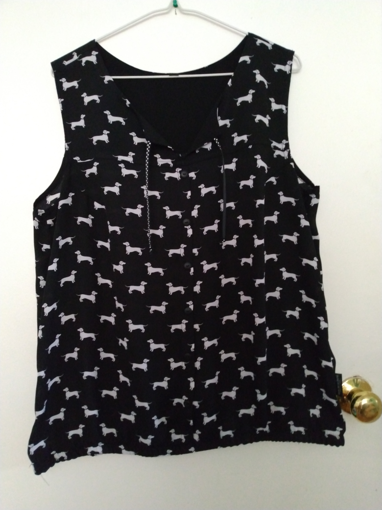 Dachshund Print Sleeveless Blouse