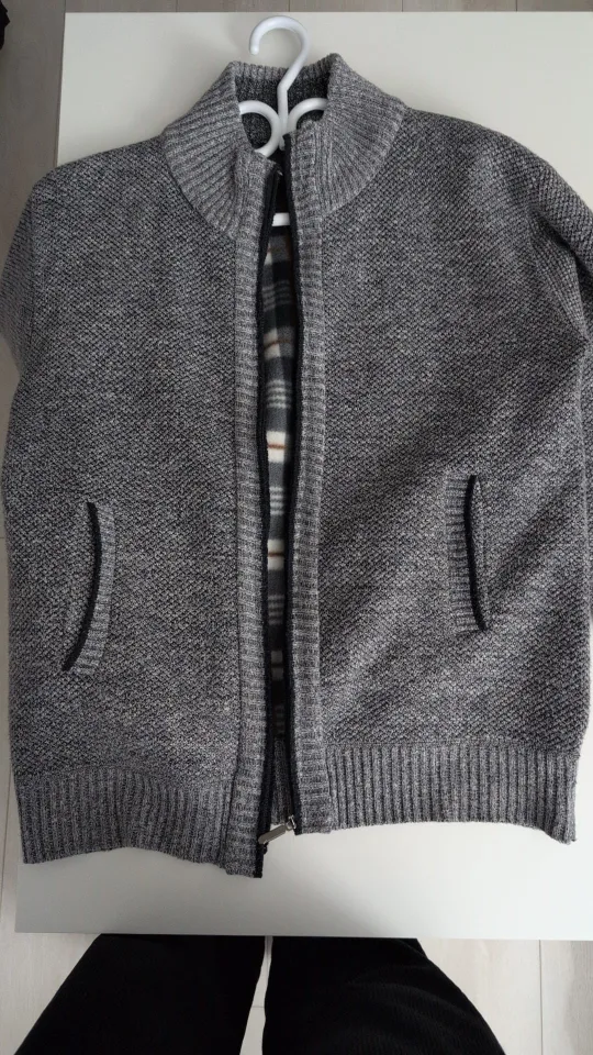 Men's Grey Knit Zip-Up Jacket image indicator(6)