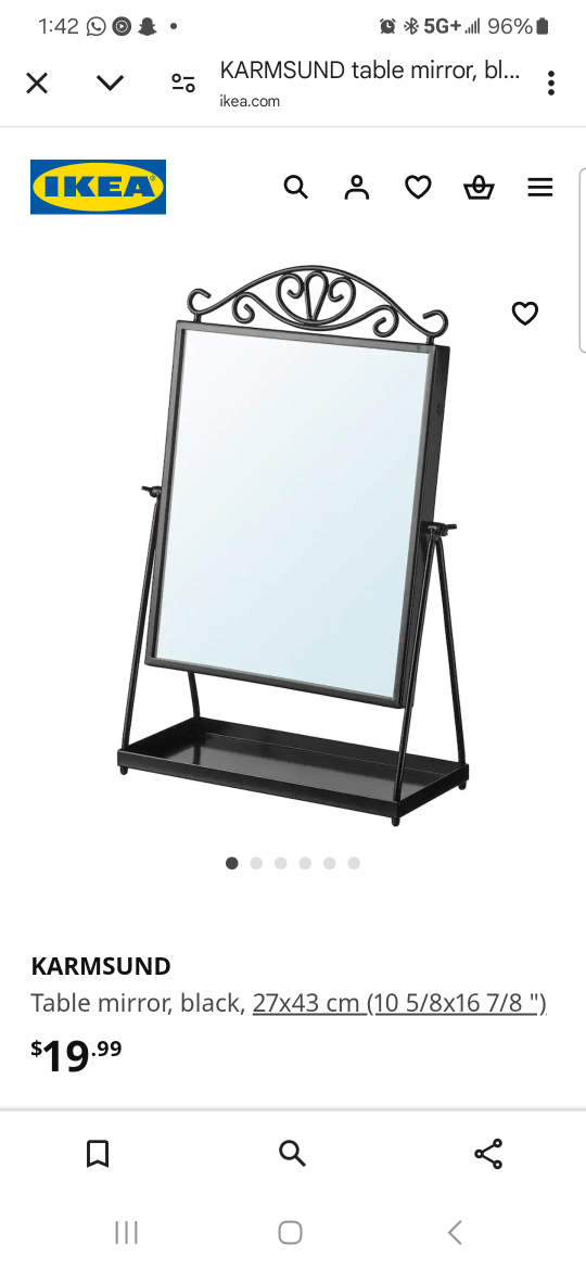 IKEA KARMSUND Black Tabletop Mirror