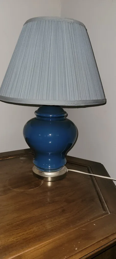 Dark Blue Table Lamp with Pleated Lampshade image indicator(2)