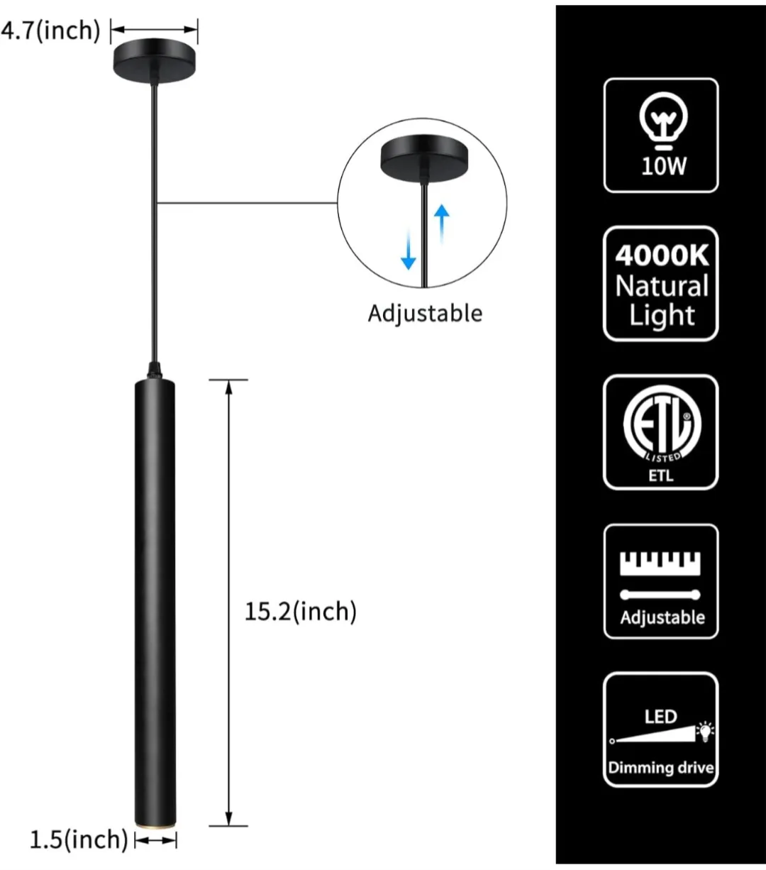 Modern, Quality Cylinder LED PENDANT LIGHT FIXTURE image indicator(2)