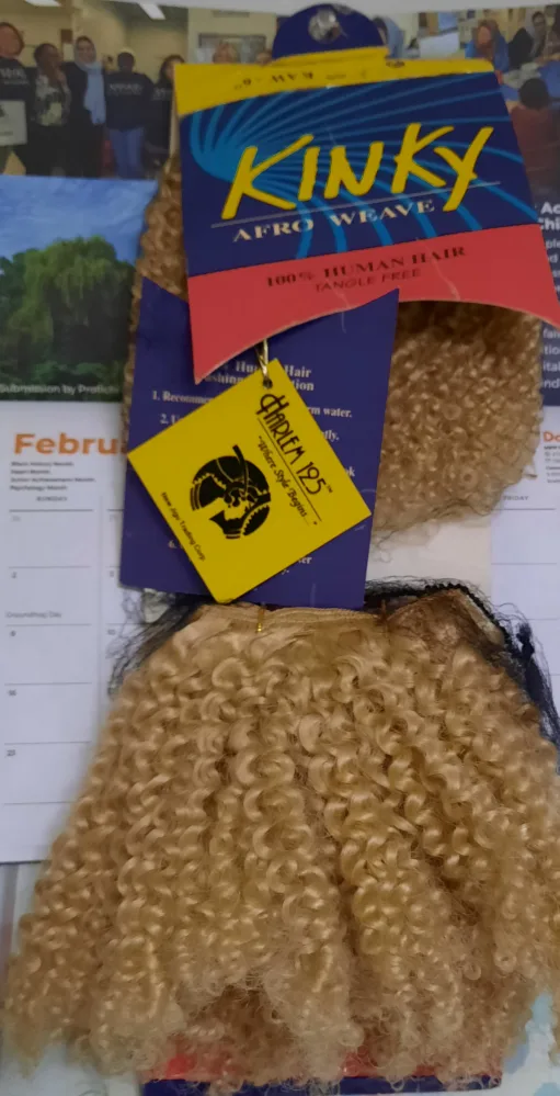 100% Human Kinky Afro Weave Hair - Blonde image indicator(3)