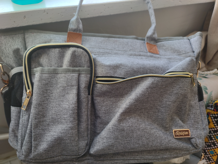 RABJER Grey Diaper Bag with Multiple Pockets