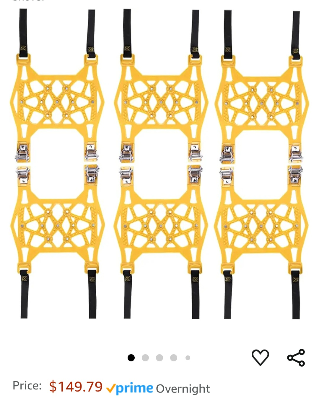Set of 3 pairs of yellow plastic anti skid chains