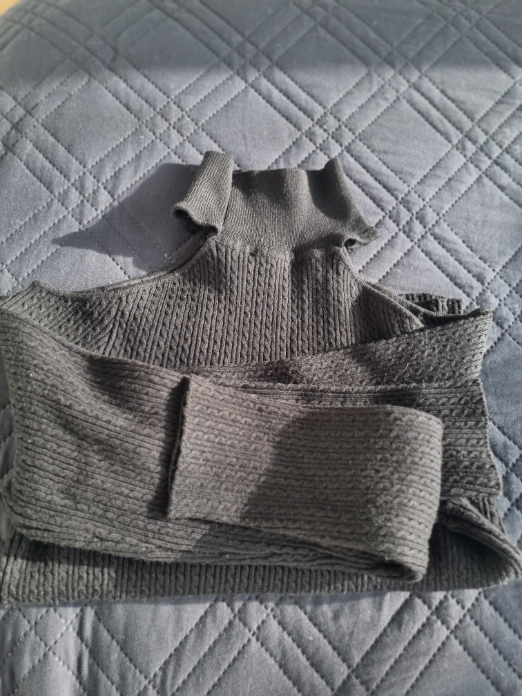 Black Cold Shoulder Turtleneck Sweater - photo 2