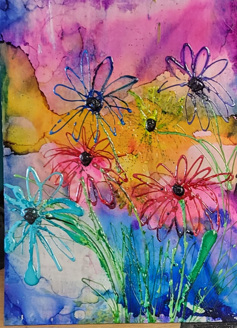 Five Unique Alcohol Ink Paintings