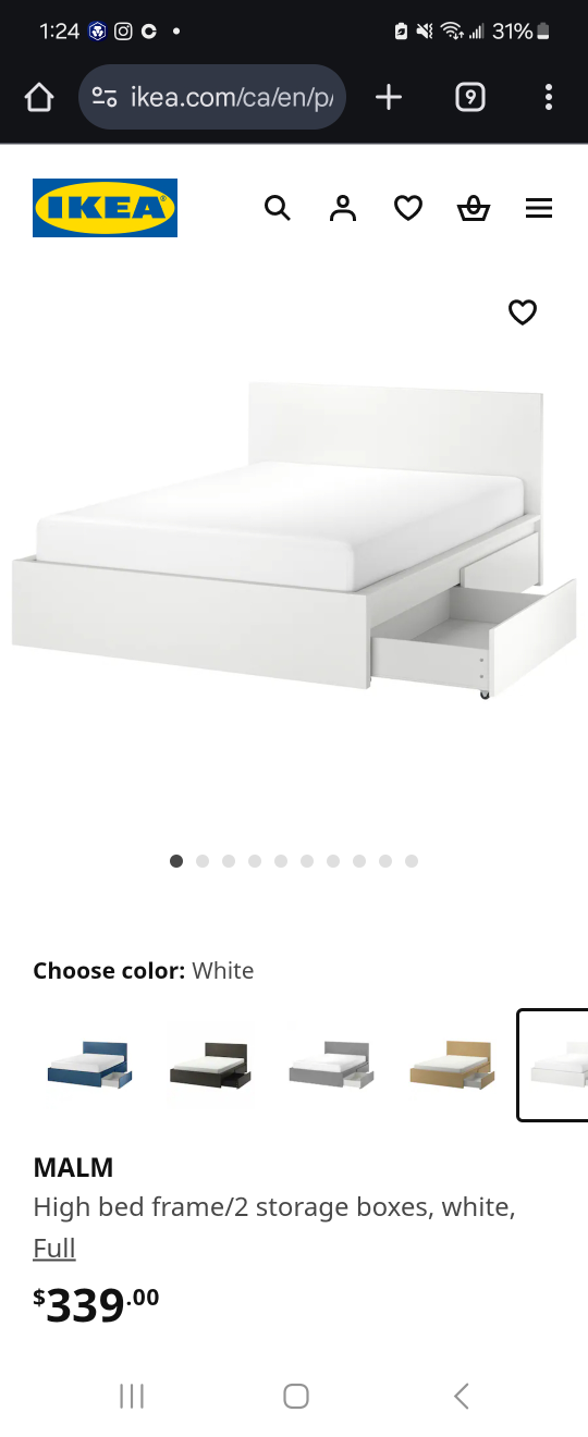 IKEA MALM High Bed Frame with Storage Queen