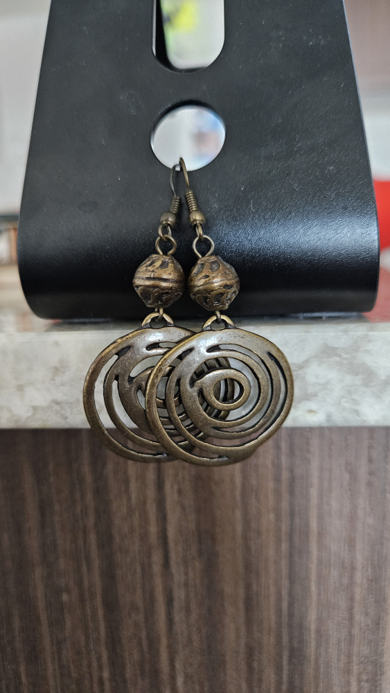 Bronze Swirl Drop Earrings