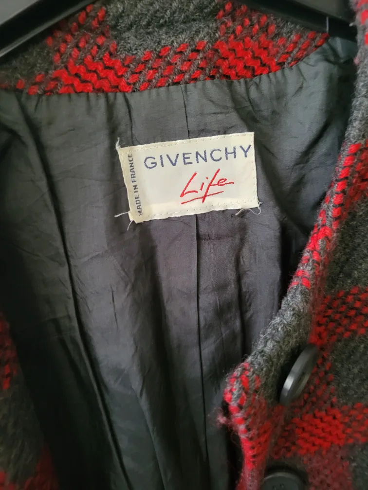Vintage Givenchy Life Red and Grey Plaid Jacket image indicator(3)