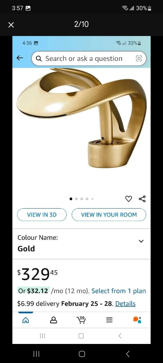 Lovedima Brushed Gold Waterfall Bathroom Faucet image indicator(3)