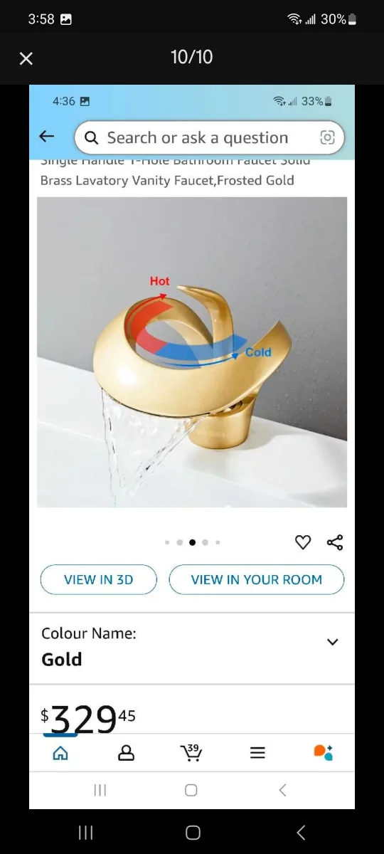 Lovedima Brushed Gold Waterfall Bathroom Faucet image indicator(5)