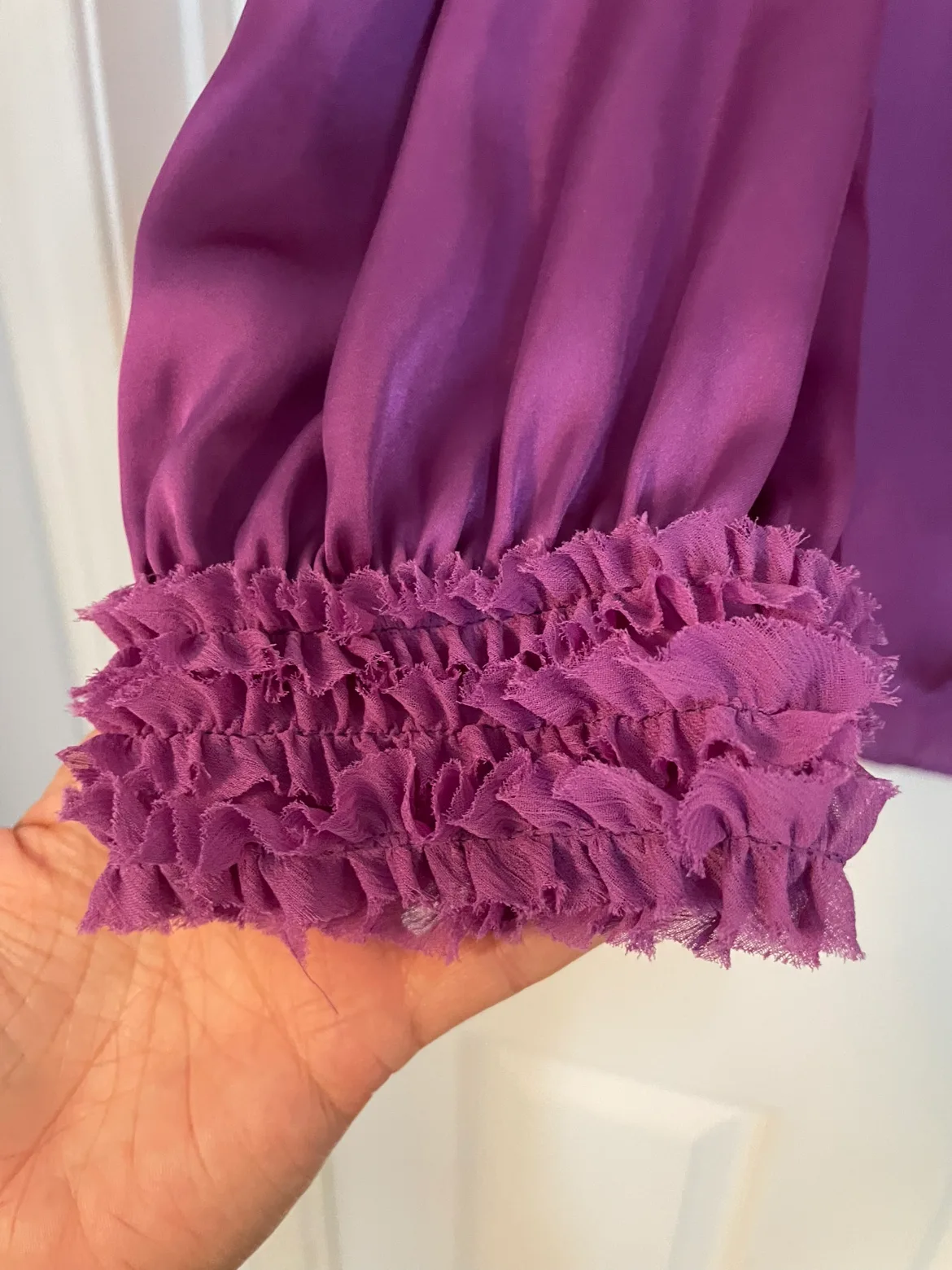 Zara Purple Satin Blouse with Ruffles image indicator(3)