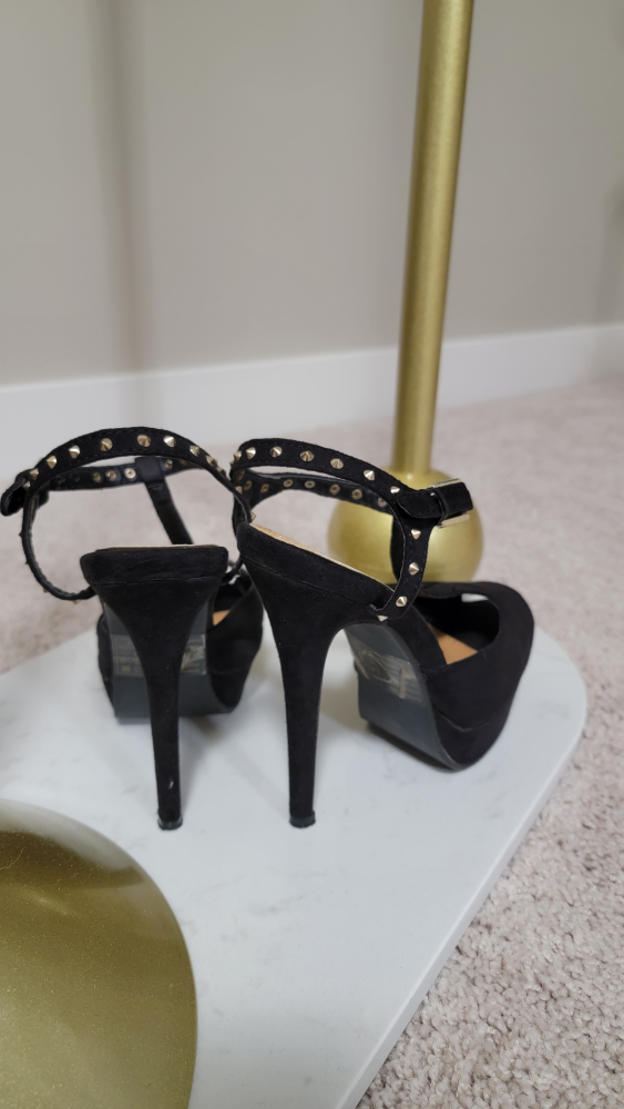 Black Studded T-Strap Platform Heels - photo 3