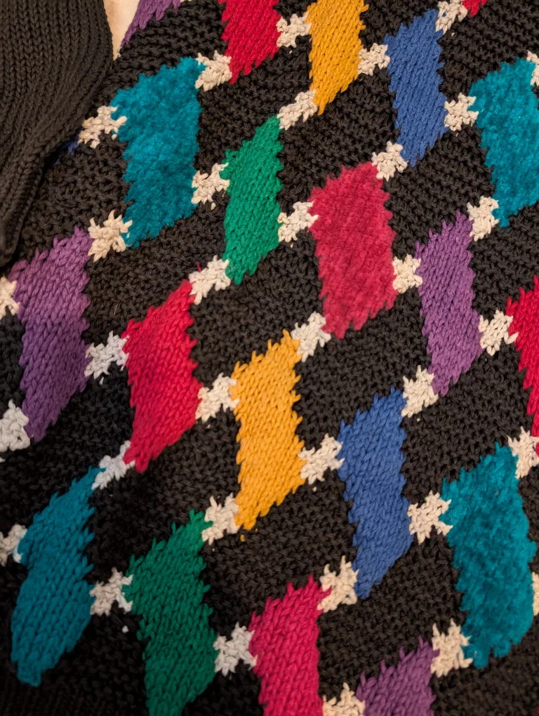 Vintage Claus Petites Colourful Diamond Knit Sweater image indicator(2)