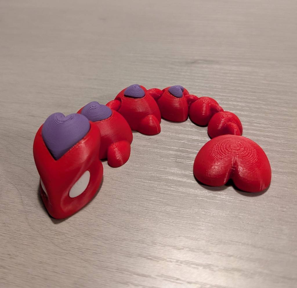 3D Printed Red and Purple Heart Dragon