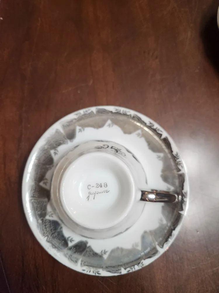 Vintage Queen Anne Silver Lace Teacup and Saucer image indicator(6)