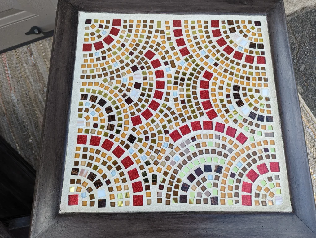 Newly refinished side tables with hand-tiled mosaic patterns image indicator(6)