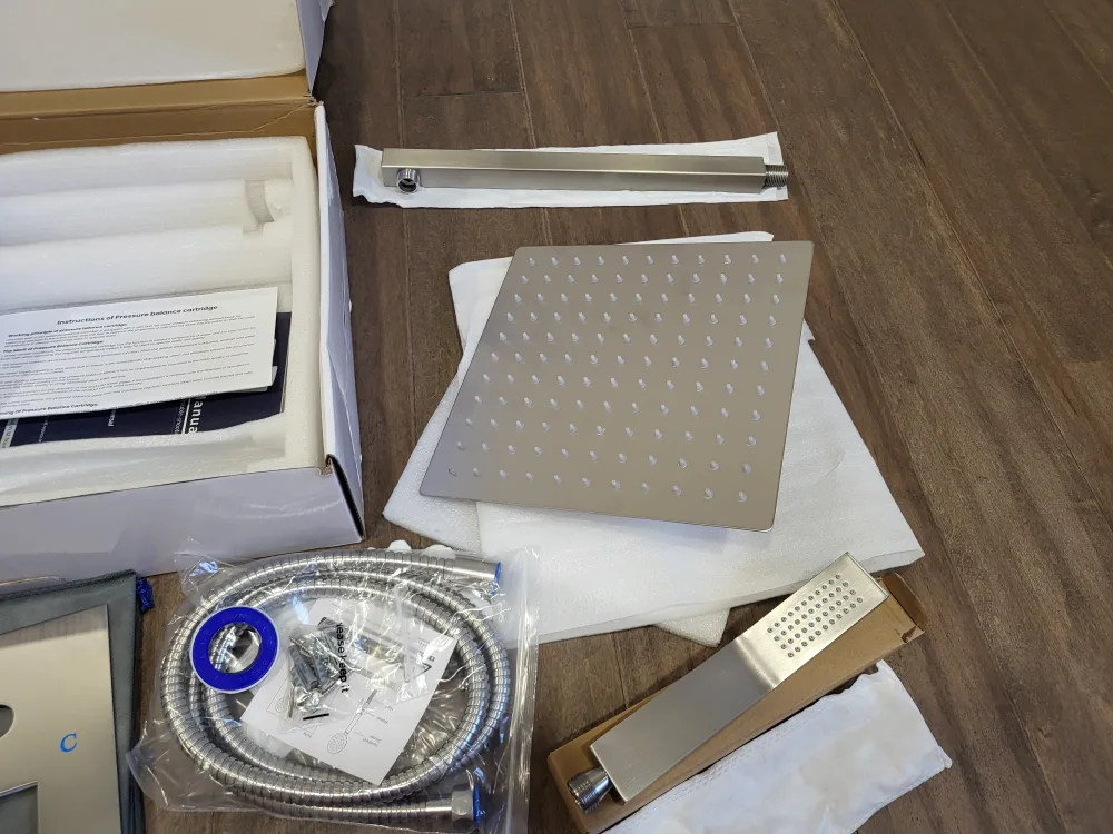 New Brushed Nickel Rainfall Shower Faucet System image indicator(6)