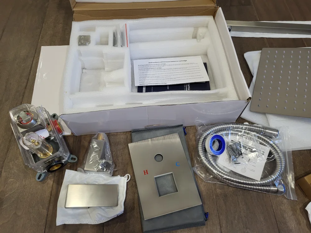 New Brushed Nickel Rainfall Shower Faucet System image indicator(7)