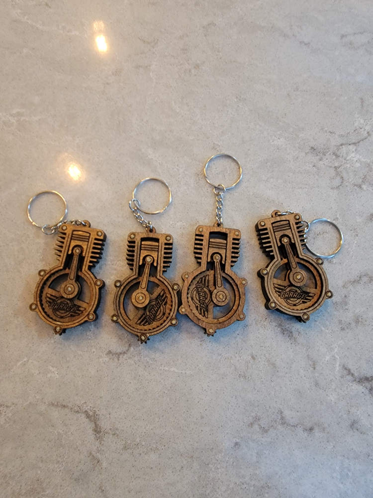 Laser Cut Working Wooden Engine Keychains - photo 2