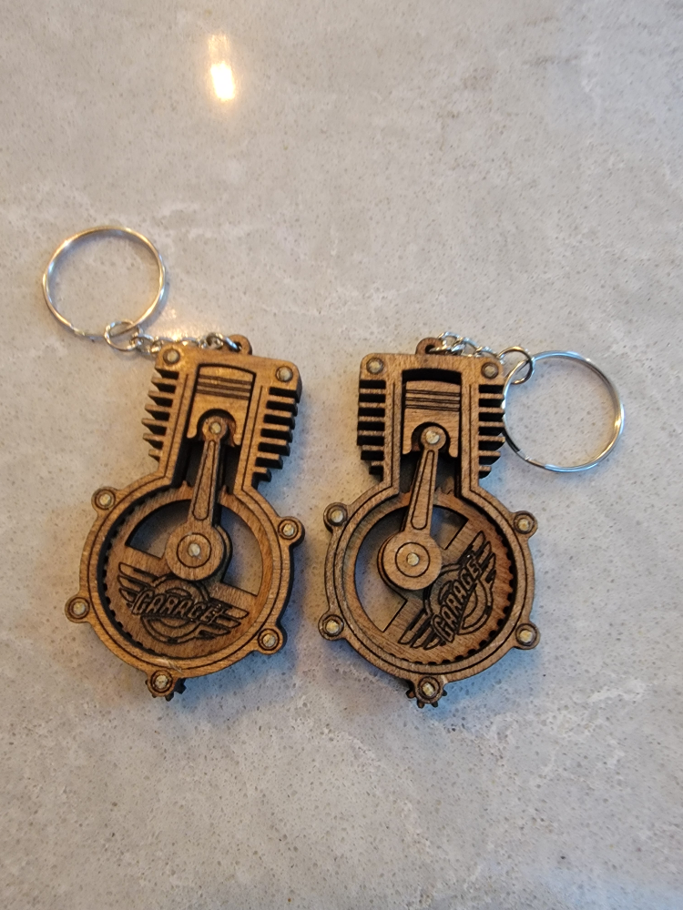 Laser Cut Working Wooden Engine Keychains - photo 3