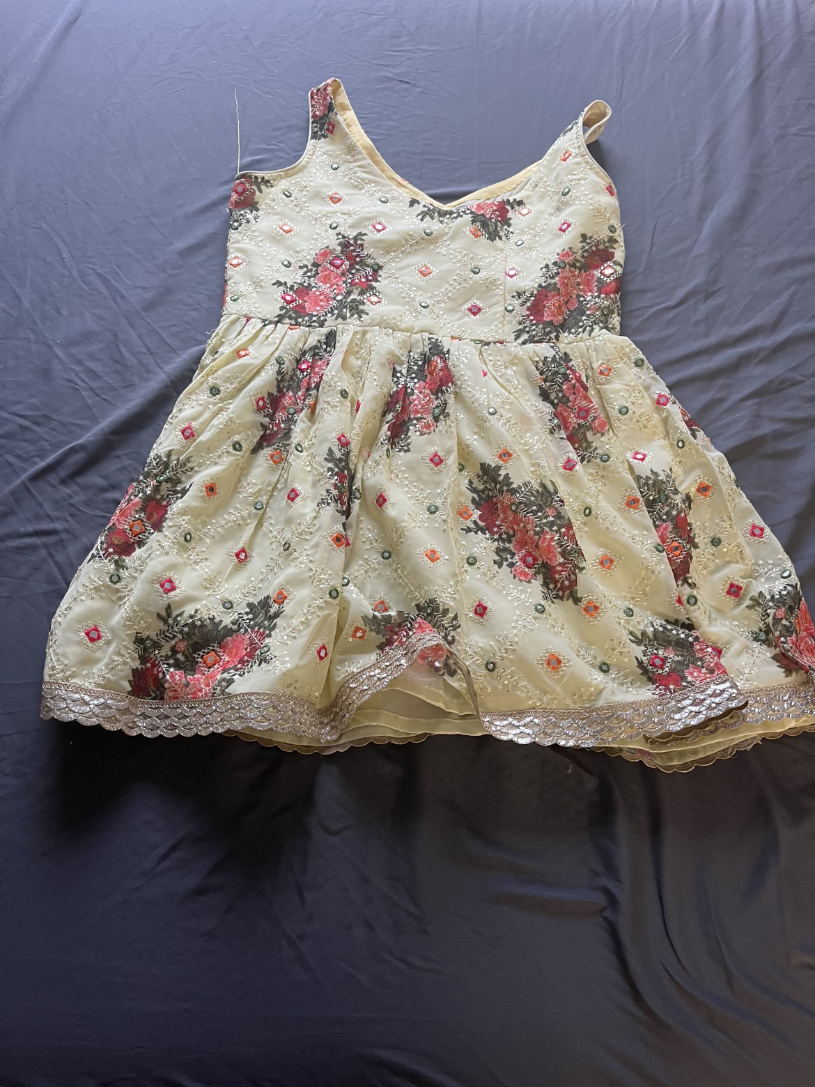 Beautiful floral embroidered dress and palazzo pants set