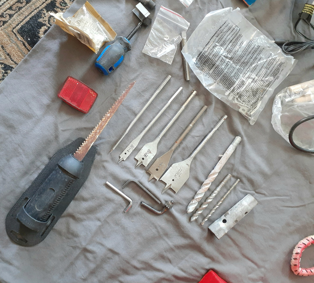 Assorted Tools and Hardware in Red Metal Toolbox - photo 3