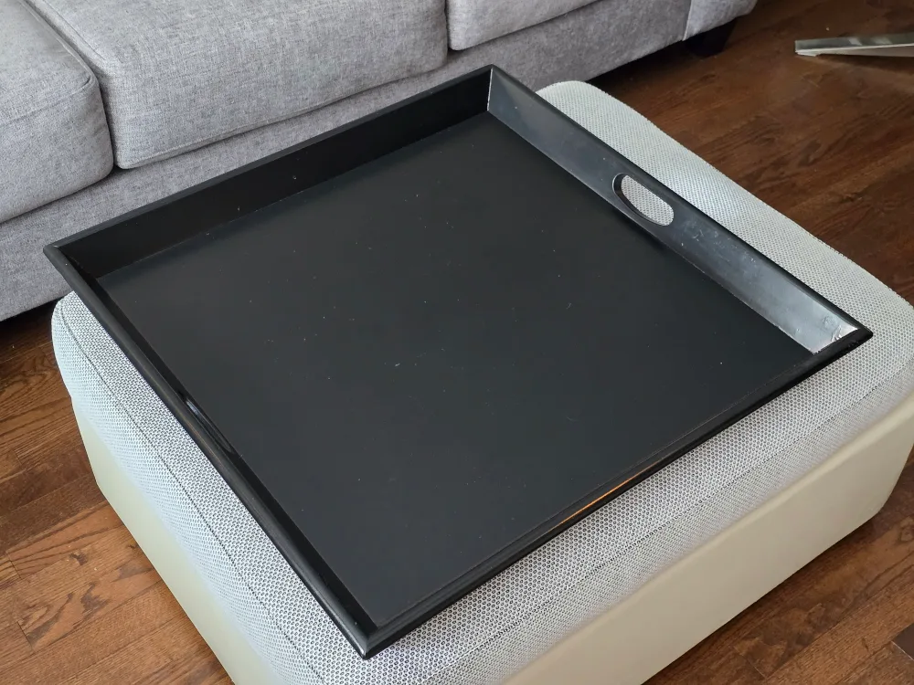 Extra-large 28" Square Serving Butler Ottoman Tray, Black Wood image indicator(5)