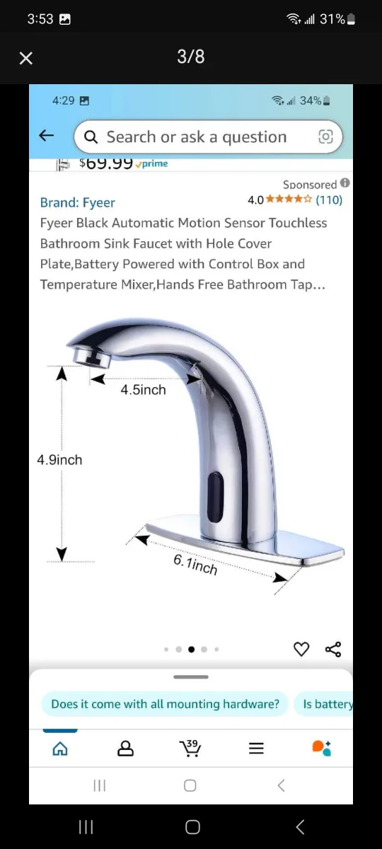 Fyeeer Black Automatic Motion Sensor Touchless image indicator(3)