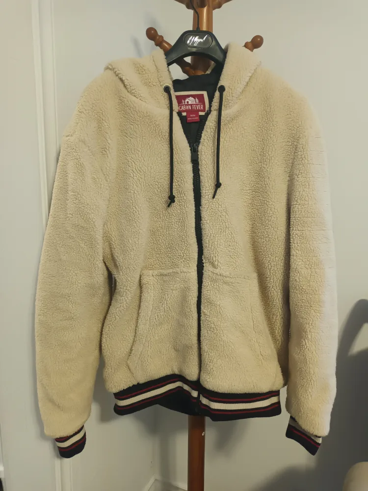 Cabin Fever Cream Sherpa Hoodie Jacket Size M/M thumbnail