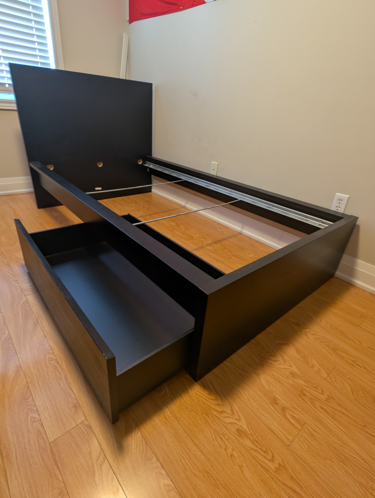 IKEA MALM Black-Brown Single Bed Frame with Storage