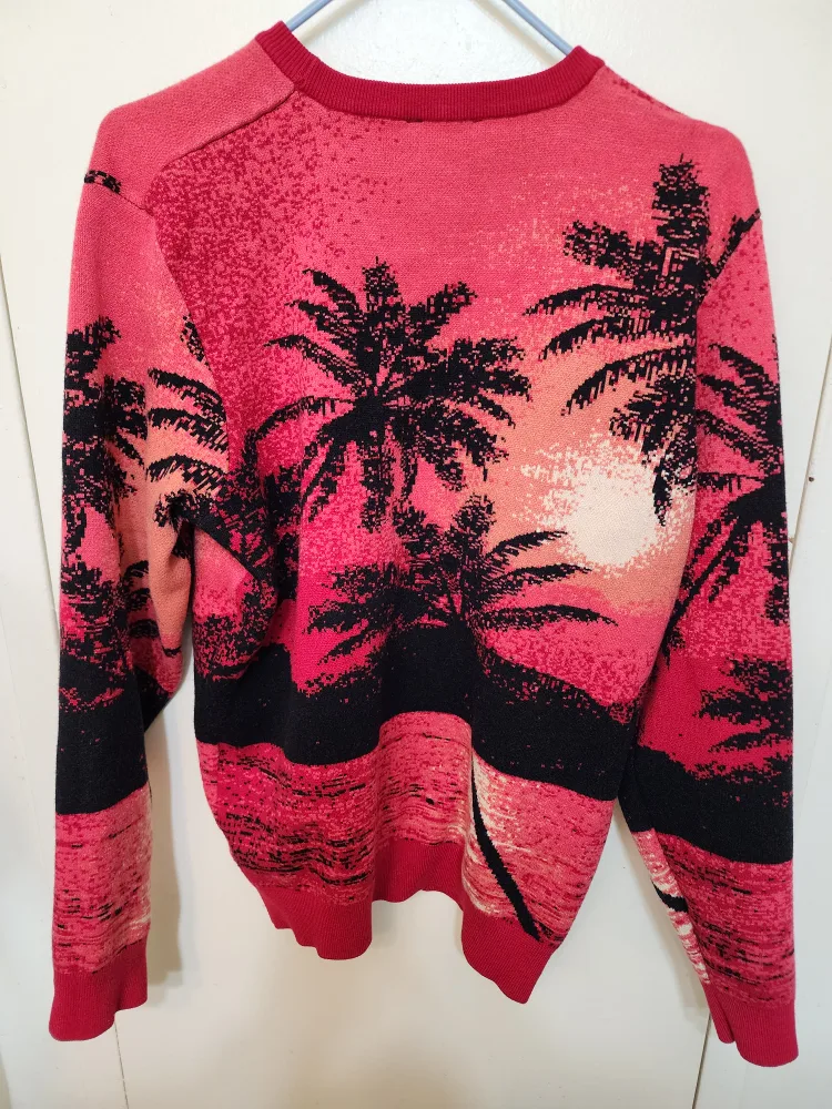 Men's Size L Red Palm Tree Sweater image indicator(2)