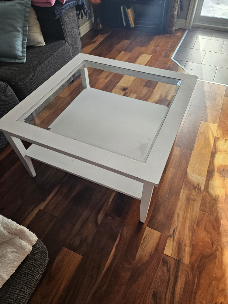 White Square Coffee Table with Glass Top - photo 3