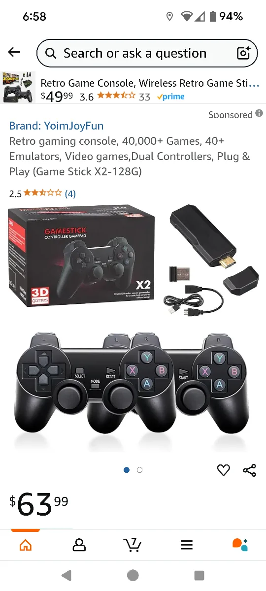 YoimJoyFun Retro Game Console with 2 Controllers thumbnail