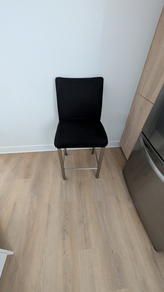Pair of Black Fabric Bar Stools with Stainless Steel Legs - photo 3