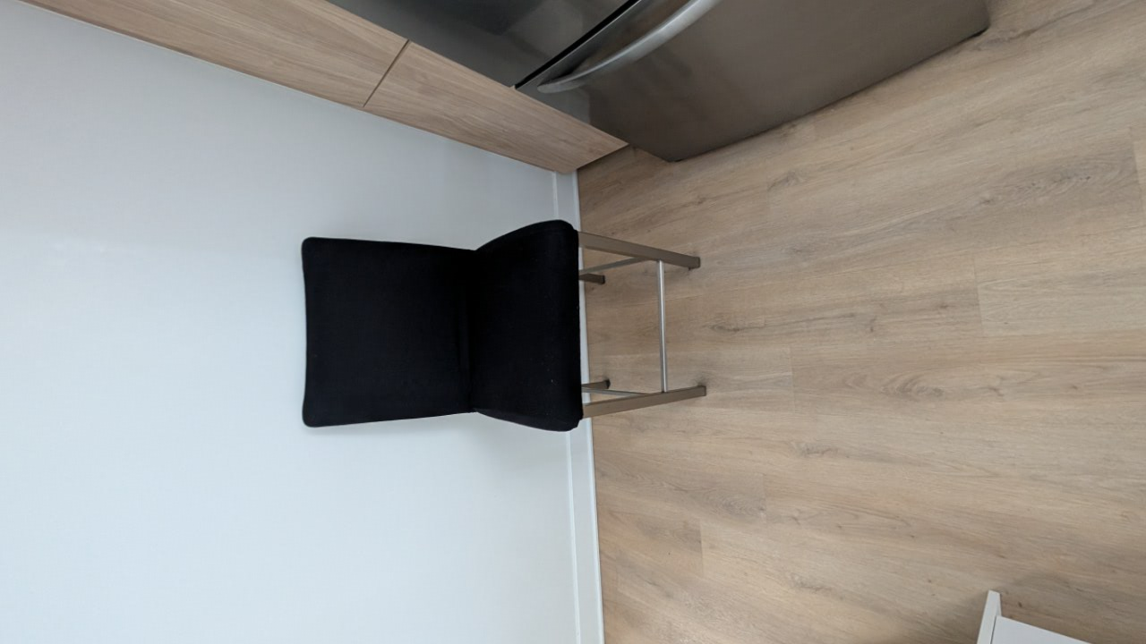 Pair of Black Fabric Bar Stools with Stainless Steel Legs - photo 4