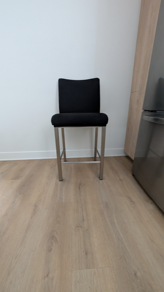 Pair of Black Fabric Bar Stools with Stainless Steel Legs - photo 5