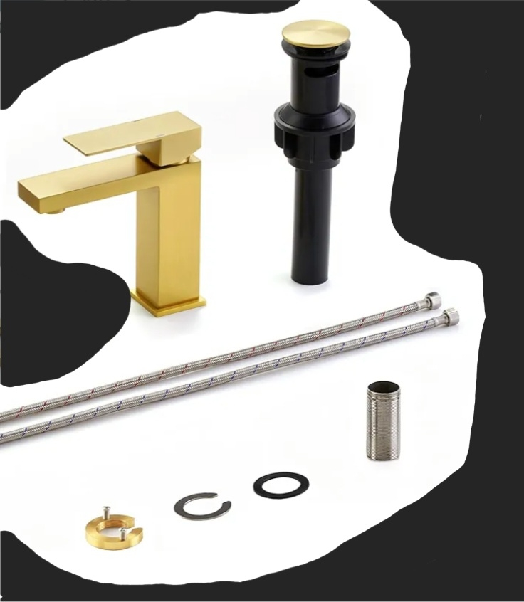 Gold Bathroom Faucet Set with Drain - photo 2