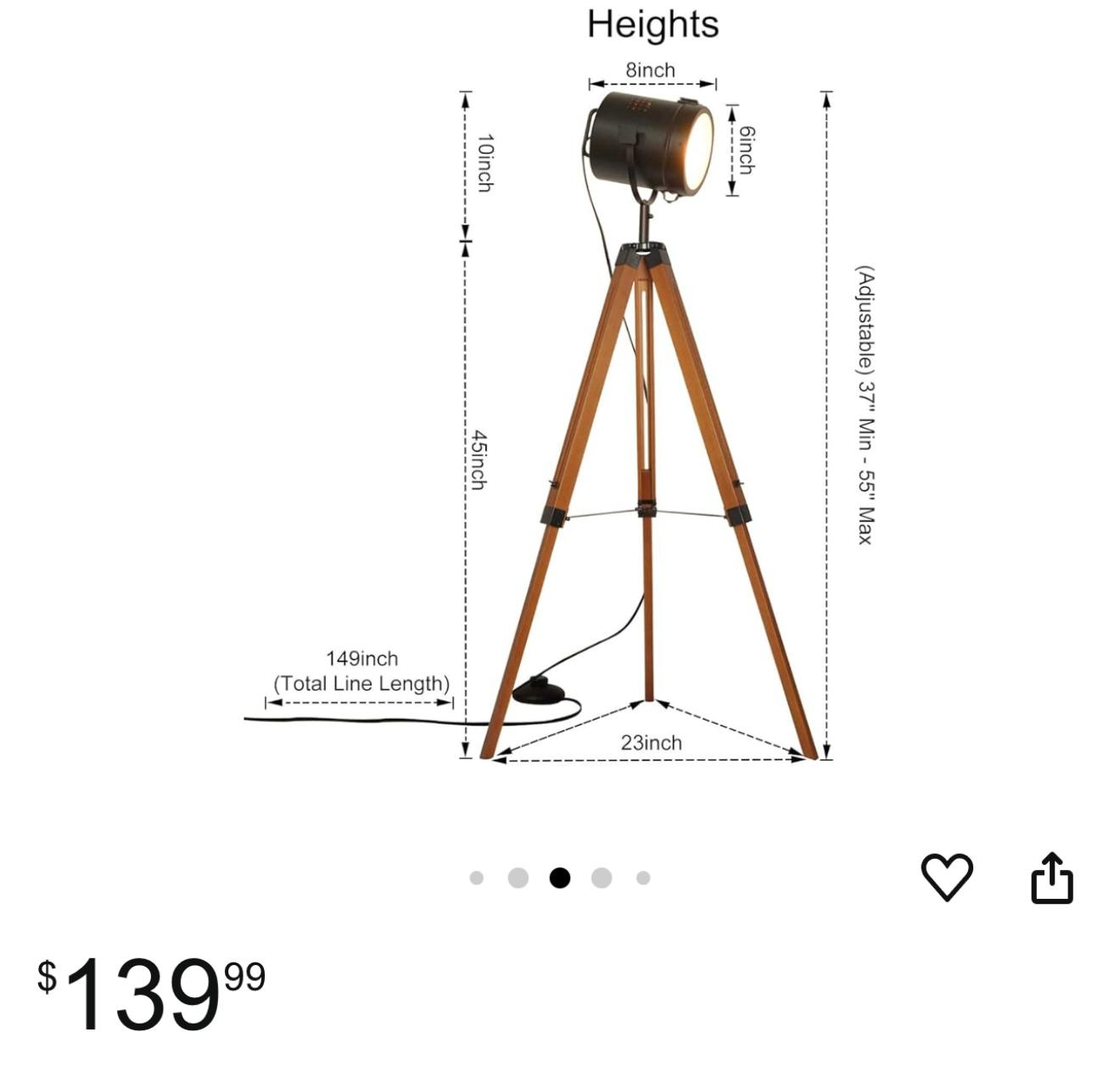 Adjustable Tripod Floor Lamp - photo 2