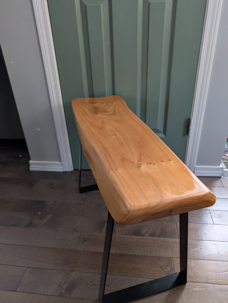 Live Edge Wood Bench with Black Metal Legs - photo 2