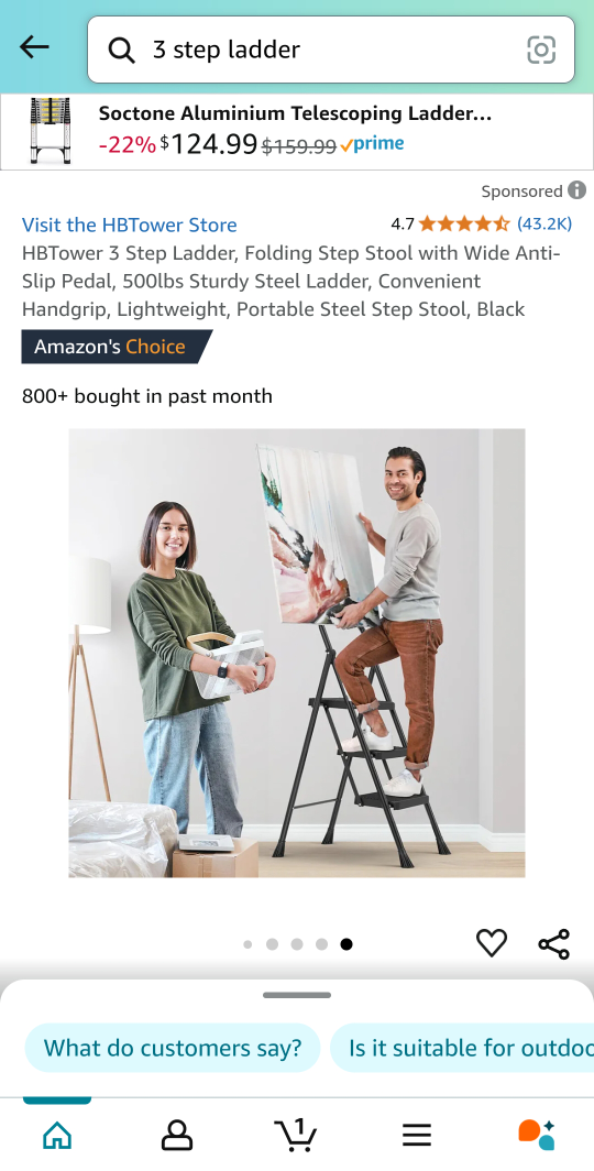 3-Step Ladder - Black Steel Step Stool - photo 5